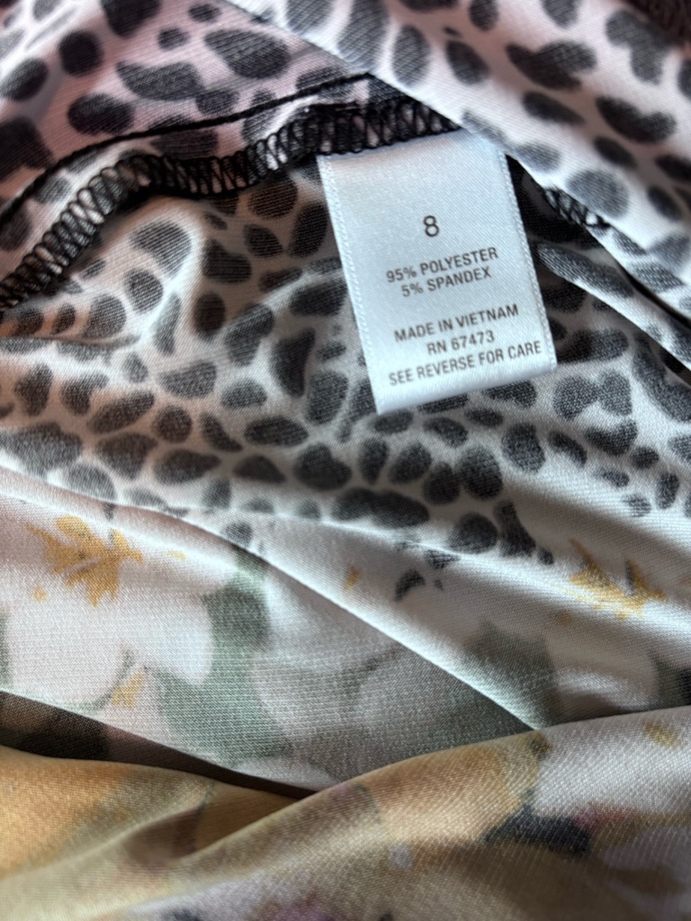 Roz & Ali Floral & Animal-Print Handkerchief Hem Dress in Green Size 8 - Picture 10 of 13